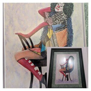 Dodson Daddy's Gift Chair Dance semi-erotic hobo clown framed Hobby Lobby 15x19